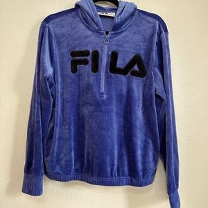 FILA Oversized sweatshirt with a hoodie in indigo velour finish